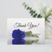 Elegant Royal Blue Mirrored Rose Simple Wedding サンキューカード (スタンド正面)