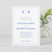 Elegant Royal Blue Monogram Wedding  招待状 (スタンド正面)