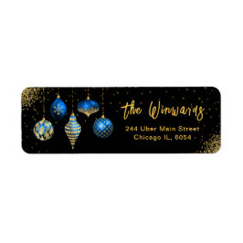 Elegant Royal Blue Ornament Christmas ラベル