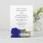 Elegant Royal Blue Rose Budget QR Code Wedding 招待状 (スタンド正面)