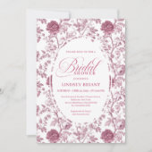 Elegant Royal Blush Rose Pattern Bridal Shower  招待状 (正面)