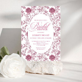 Elegant Royal Blush Rose Pattern Bridal Shower  招待状