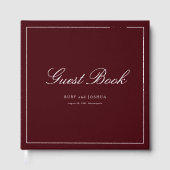 Elegant Royal Burgundy Scripted Font Wedding ゲストブック (正面)