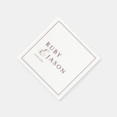 Elegant Royal Burgundy & White Script Wedding スタンダードカクテルナプキン (角)