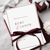 Elegant Royal Burgundy & White Script Wedding 招待状