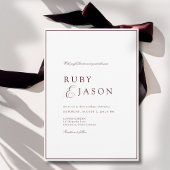 Elegant Royal Burgundy & White Script Wedding 招待状