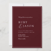 Elegant Royal Burgundy & White Script Wedding 招待状 (正面)