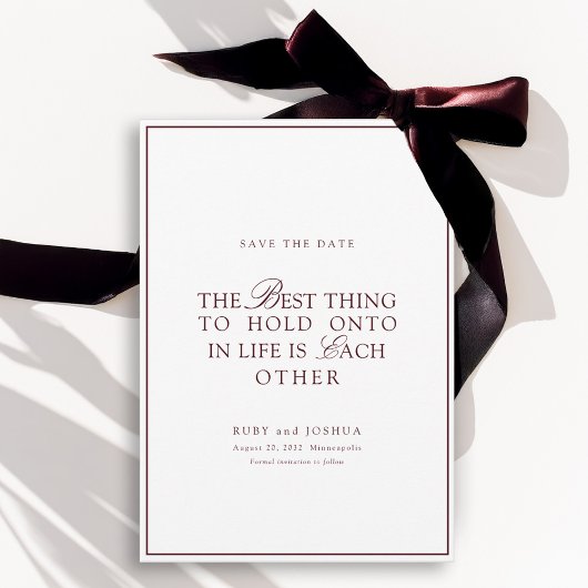 Elegant Royal Burgundy & White Wedding  セーブザデート