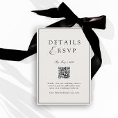 Elegant Royal Ivory & Black QR Code Wedding RSVP  エンクロージャーカード