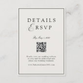 Elegant Royal Ivory & Black QR Code Wedding RSVP  エンクロージャーカード (正面)