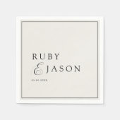 Elegant Royal Ivory Black  Script Wedding スタンダードカクテルナプキン (正面)