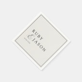 Elegant Royal Ivory Black  Script Wedding スタンダードカクテルナプキン (角)