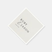 Elegant Royal Ivory Black  Script Wedding スタンダードカクテルナプキン (角)