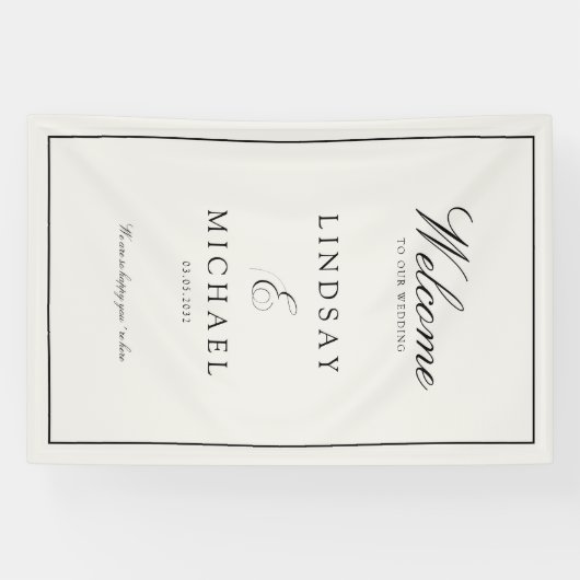 Elegant Royal Ivory & Black Wedding 横断幕 (横)