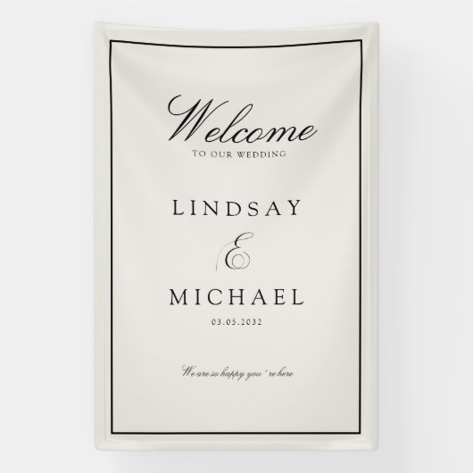 Elegant Royal Ivory & Black Wedding 横断幕 (縦)