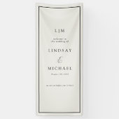 Elegant Royal Ivory Monogram Wedding  Banner 横断幕 (縦)
