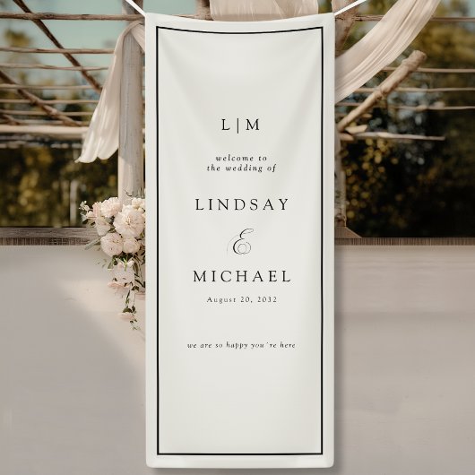 Elegant Royal Ivory Monogram Wedding  Banner 横断幕
