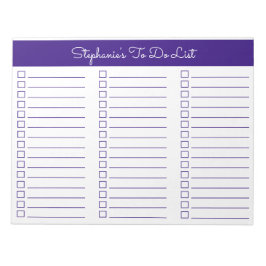 Elegant Royal Purple 8.5x11 Three Column Checklist ノートパッド