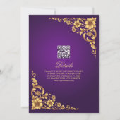 Elegant Royal Purple and Gold Floral Wedding 招待状 (裏面)
