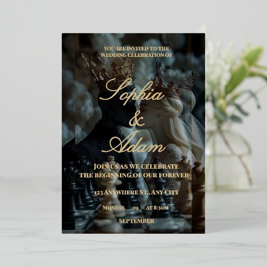 Elegant Royal Wedding Invitation 箔招待状 (立ち正面)