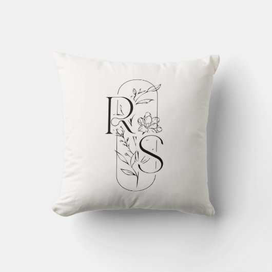 Elegant RS Floral Monogram with Freesia クッション (正面)