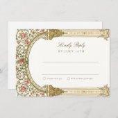 Elegant RSVP Card with Baroque Gold 招待状 (正面/裏面)