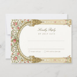 Elegant RSVP Card with Baroque Gold 招待状