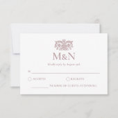 Elegant RSVP Wedding Monogram Pink Enclosure (正面)