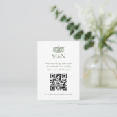 Elegant RSVP Wedding Monogram QR Code Green エンクロージャーカード (スタンド正面)