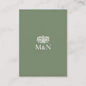 Elegant RSVP Wedding Monogram QR Code Green エンクロージャーカード (裏面)