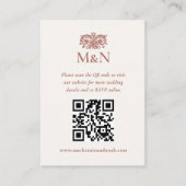 Elegant RSVP Wedding Monogram QR Code Terracotta エンクロージャーカード (正面)