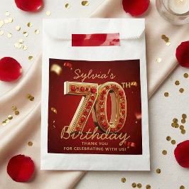 Elegant Ruby Red Gold Jewel Glitter 70th Birthday  フェイバーバッグ