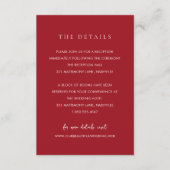 Elegant Ruby Red Modern Wedding エンクロージャーカード (正面)