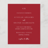 Elegant Ruby Red Modern Wedding Invitation (正面)