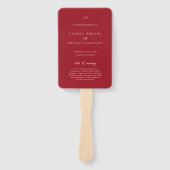 Elegant Ruby Red Modern Wedding Program ハンドファン (正面)