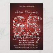 Elegant Ruby Red & Silver Gemstone 65th Birthday 招待状 (正面)