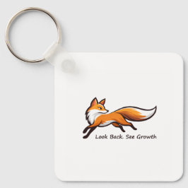 Elegant Running Fox "Look Back.See Growth." Square キーホルダー