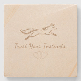 Elegant Running Fox Sandstone Coaster ストーンコースター