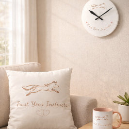 Elegant Running Fox "Trust Your Instincts" Minimal ラウンド壁時計