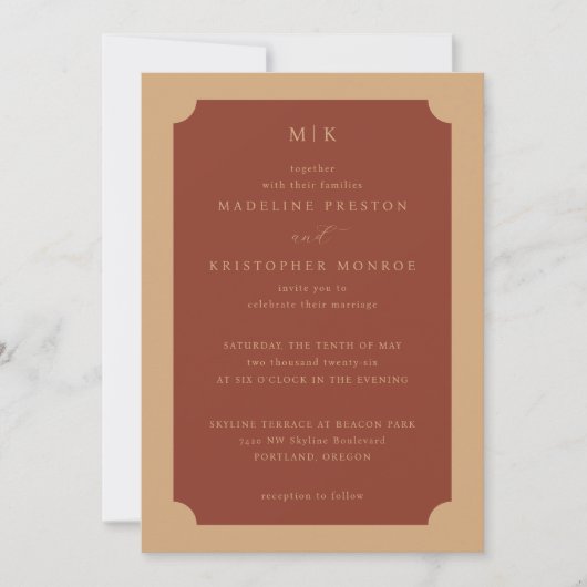 Elegant Rust Minimalist Wedding Invitation 招待状 (正面)