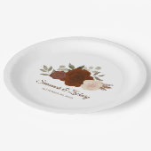 Elegant Rust Orange Boho Chic Roses Wedding ペーパープレート (アングル)