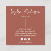 Elegant Rust Terracotta Script with Bow        スクエア名刺 (裏面)