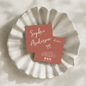 Elegant Rust Terracotta Script with Bow        スクエア名刺