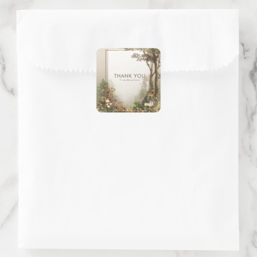 Elegant Rustic Autumn Forest Gold Frame スクエアシール (バッグ)