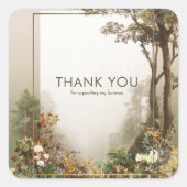 Elegant Rustic Autumn Forest Gold Frame スクエアシール (正面)