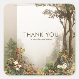 Elegant Rustic Autumn Forest Gold Frame スクエアシール
