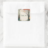 Elegant Rustic Autumn Tree Gold Frame Forest スクエアシール (バッグ)