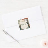 Elegant Rustic Autumn Tree Gold Frame Forest スクエアシール (封筒)