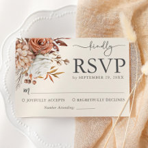Elegant Rustic Autumn Wedding RSVP Card