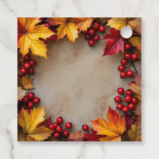 Elegant Rustic Autumn Wreath Thanksgiving Holiday フェイバータグ (裏面)